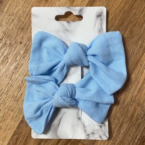 Light Blue Knotted Pigtail Bows