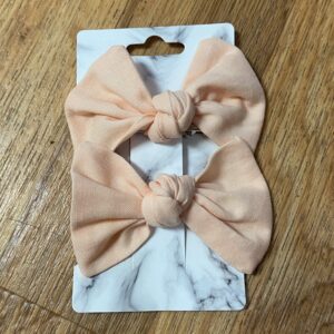 Light Coral Knotted Pigtail Bows